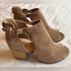 Sole Society open toe, suede heels. NWOT